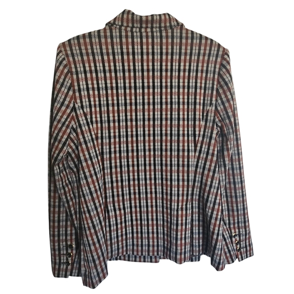 Cabi Jazzy Toffee Plaid Rust Ivory Black Jacket Size L - Picture 5 of 8